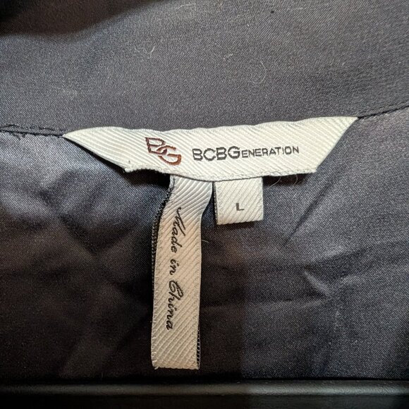 BCBGeneration Black V-Neck Jumpsuit, Elastic Waist Size L - Picture 3 of 3